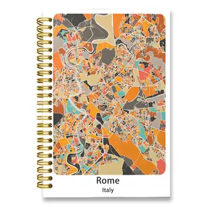 Spiral Notebook with Roman Map Design | Italian-Style Creative Art Illustration, Travel Souvenir Stationery, Grid Paper, 5.5 x 8.3 inches
