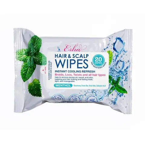 Esha Scalp & Hair Wipes - Hair Care Products, Gentle Cleanser for Comfort