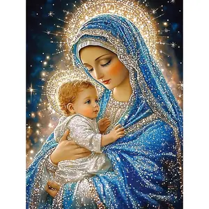 5D Diamond Art Kits for Adults Beginners, Virgin Mary Diamond Painting Kits, DIY Full Round Drill Paint by Diamonds Dot Gem Art for Adults, Home Wall Decor 12x 16 Inch
