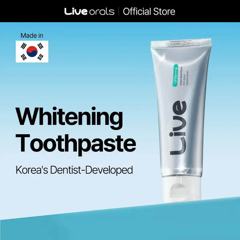 Live Orals Whitening Toothpaste 80g - Fluoride-Free Stain Removal, Strengthens Enamel, Natural Ingredients, Fresh Mint Flavor