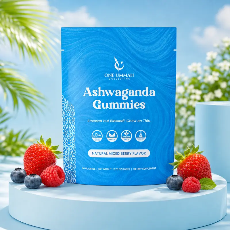 Halal Certified Ashwagandha Gummies with L-Theanine & Black Pepper - Calm & Collected - Vegan, Easy Digestion, & High Absorption - 60 ct, Natural Supplements, Health And Wellness