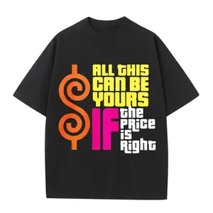 Heavyweight Men's 100 Cotton Plus Size T Shirt Featuring Vibrant Retro "All This Can Be Yours If The Price Is Right" Graphic Print Casual Round Neck Short Sleeve Tee for Casual Wear and Themed Events