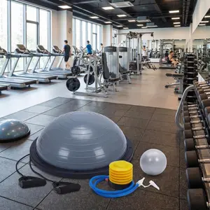 Garvee Half Balance Ball Trainer with Non-Slip Base and 1600lb Capacity, Includes Resistance Bands, Pump, and Bonus Ball for Core Strength, Stability, Yoga, Physiotherapy, and Home Gym Workouts