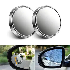 Car Blind Spot Mirrors, 360° Adjustable HD Convex Wide Angle Rearview Mirror, Silver/Black Adhesive Blind Spot Auxiliary Mirror for Cars, SUVs and Trucks
