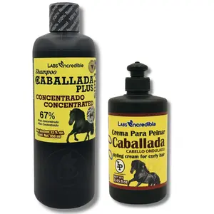 La Caballada Plus Shampoo (950 ml) + Curl Styling Cream (8.45 fl oz) – Horsetail Shampoo with Rosemary & Jojoba – Sodium-Free, 67% More Concentrated – Leave-In Cream for Curly & Wavy Hair – Frizz Control & Shine