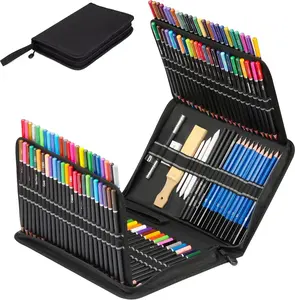 145 Pack Drawing Set Sketching Kit, Pro Art Supplies with 3-Color Sketchbook, Include Colored, Graphite, Charcoal, Watercolor & Metallic Pencil, for Artists Adults