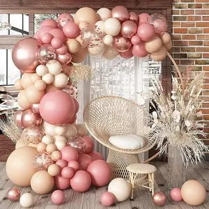 Boho Balloon Arch Garland Kit - 108pcs Pink, Beige, Nude & Rose Gold Balloons for Baby Shower, Birthday, Wedding Decorations