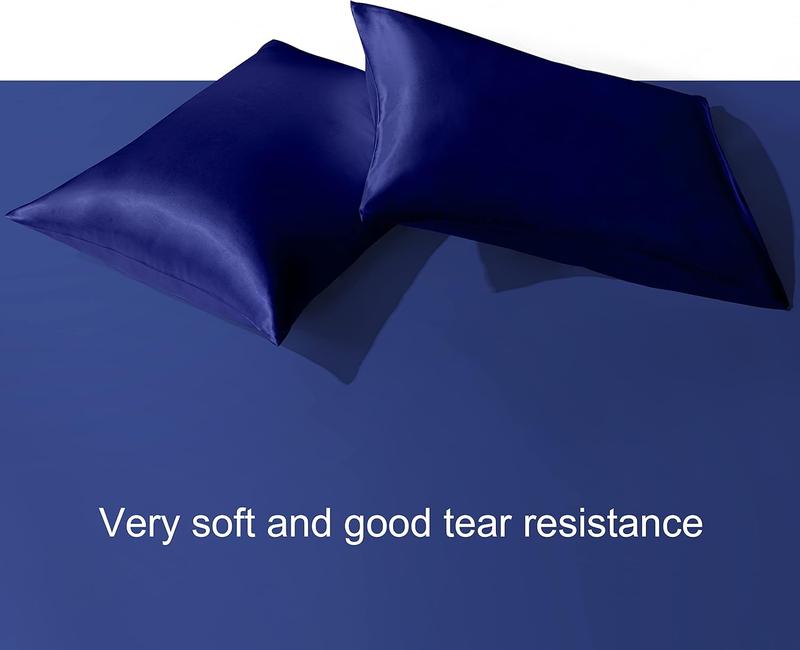 2 Pack Silk Satin Pillowcases for Hair and Skin Silky Soft Luxurious Bedding Pillow Cases with Envelope Closure Solid Red Color