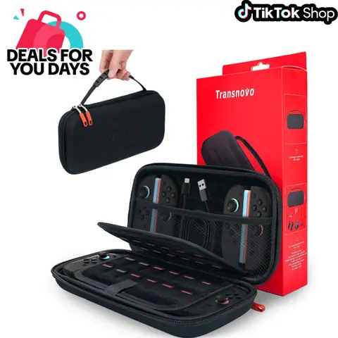 Transnovo Hard Shell Travel Carrying Case for New Switch 2 - Compact Carry Pouch with 24 Game Card Slots, Joy-Con & Accessory Storage, Adjustable Stand, Screen Protector, Space-Saving Organizer (Single Case or Bundle Kit, Gift Option), 24 Card Organizer