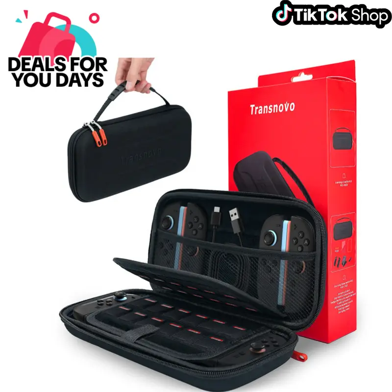 Transnovo Hard Shell Travel Carrying Case for New Switch 2 - Compact Carry Pouch with 24 Game Card Slots, Joy-Con & Accessory Storage, Adjustable Stand, Screen Protector, Space-Saving Organizer (Single Case or Bundle Kit, Gift Option), 24 Card Organizer