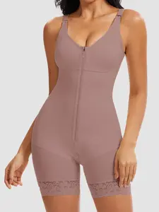 1 Count Women's Adjustable Strap Colombianas Shapewear, Fajas, Shapewear With Zipper Crotch Detachableshoulder Strap, Butt Lifting And Tummy Control Shapewear Bodysuit, Suitable For Training Or Sports