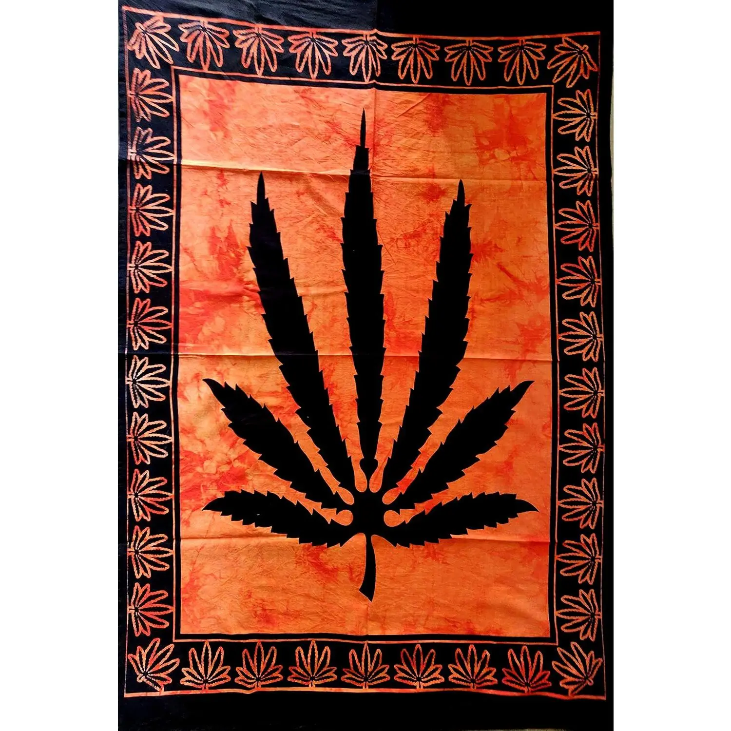 Weed Tapestry Marijuana Wall Hanging leaf Poster Cannabis Hippie Decor Pot Flag Collage Dorm Trippy Bohemian Art psychedelic Small Hippie Rasta Ganja Cheap Tapestries 30 x 40 Inches Orange, Indoors