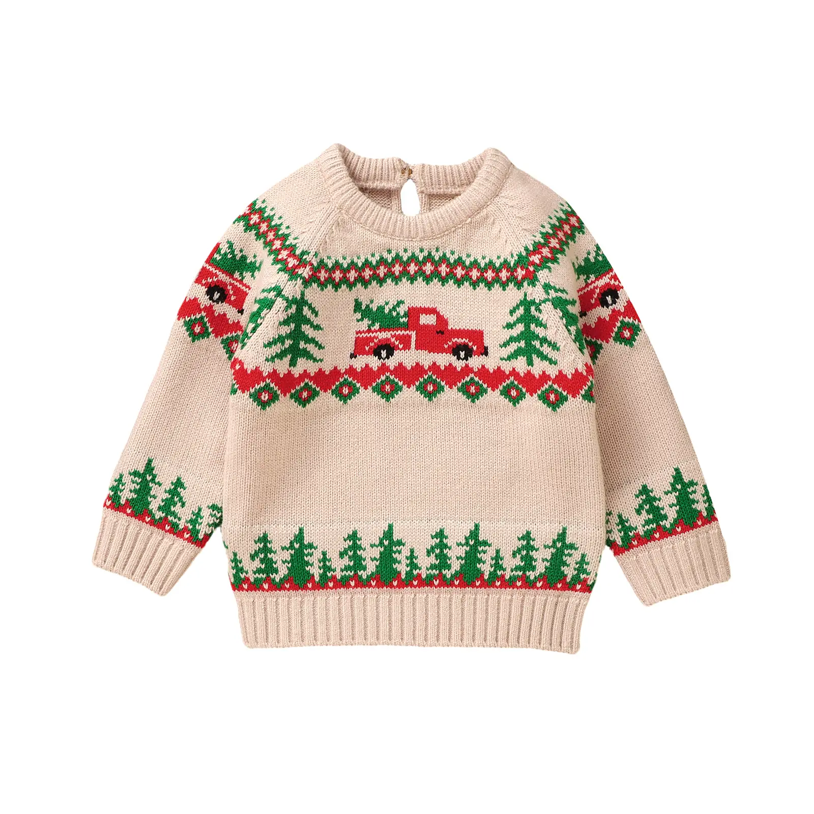 Baby Boy Christmas Sweaters Long Sleeve Round Neck Truck Print Knit Pullovers Infant Jumper Tops