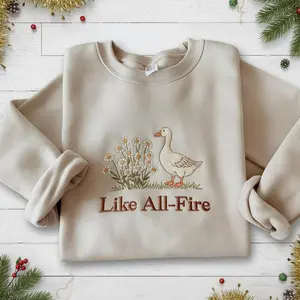 Goose Embroidered Sweatshirt – “Like All Fire” Hunger Games Inspired Crewneck, Cozy Booktok Reader Gift