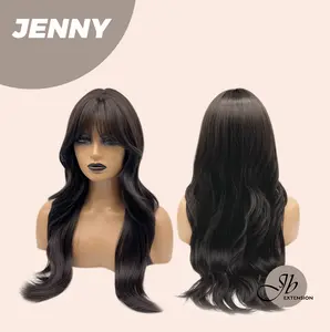 JBEXTENSION 25 Inches Midnight Brown( Black/Brown) Curly Wig with Bangs JENNY