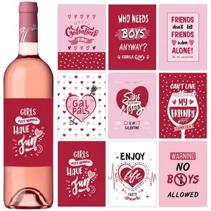 Valentine's Day Wine Bottle Stickers Set, Sticker Packs, 9 Designs Waterproof Wine Labels, Perfect for Valentine's Day Gifts, 9pcs/45pcs