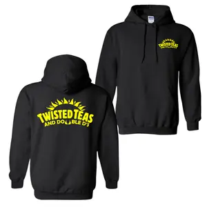 Twisted Teas and Double D's Hoodie, 2-Sided Funny Drinking Pullover, Trendy Partycore Streetwear for Men & Women, Unisex Graphic Hoodies