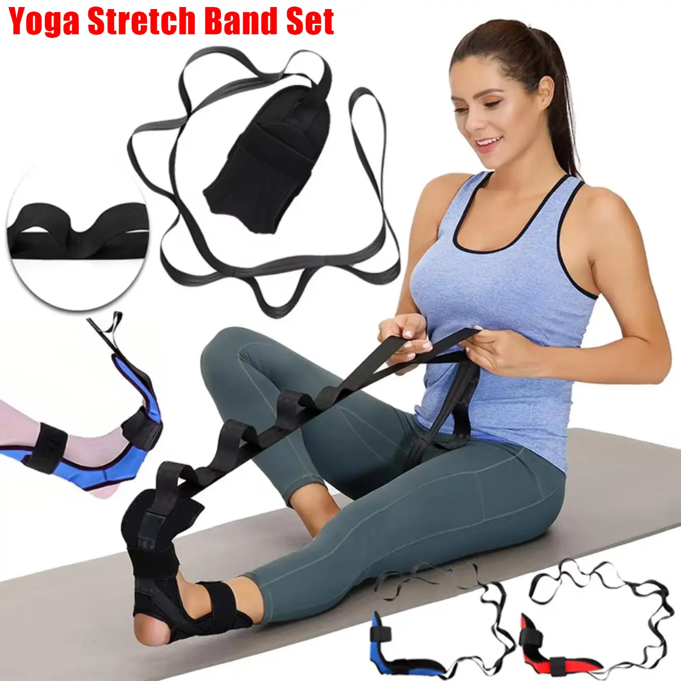 Yoga Stretch Band Set, Stretch Bands for Exercise, Stretching Gear, Multi-Functional Foot and Calf Stretcher, Leg Stretching Tool for Muscle Relaxation, Ideal for Home Exercise, Yoga Accessories