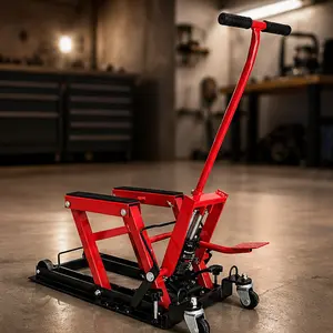ARCH Hydraulic Motorcycle Lift Jack 1500 LBS Capacity ATV Scissor Lift Portable Motorcycle Lift Table with 4 Casters Foot-Operated Hoist Stand for Motorcycle ATV UTV Powersports Garage Repair Red Iron, Red Color Options, Iron Material