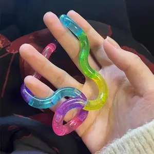 Deformable Rope Fidget Toy Deformation Rope Knot Pressure Stress Relief Toys Rrainbow Color Anti Stress Deformable Rope Best Toy