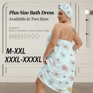 Women's Large Size Bathrobe Set with Hair Drying Cap, Hair Turban Towel, Soft Super Absorbent Quick Dry, Multi-Scene Bathroom Essentials