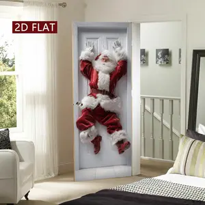 Christmas Santa Theme Art Decorations, Door Decorations, Waterproof & Scratchproof Wall Stickers, Easy Apply Peel & Stick, Perfect for Home Kitchen Bathroom