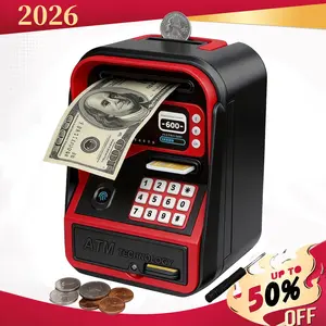 Piggy Bank for kids, Large Capacity Coin Bank Money Jar, Electronic ATM Coin Cash Bank with Password Code Lock and Auto Grab Bill Slot – Summer Gift & Children's Day Gift Cash Saving Box
