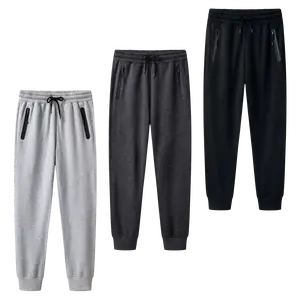 3 Pack Menswear Fashion Solid Color Drawstring Sport Pants, Stretch Comfortable Polyester Fabric, Daily Outdoor Athletic Joggers