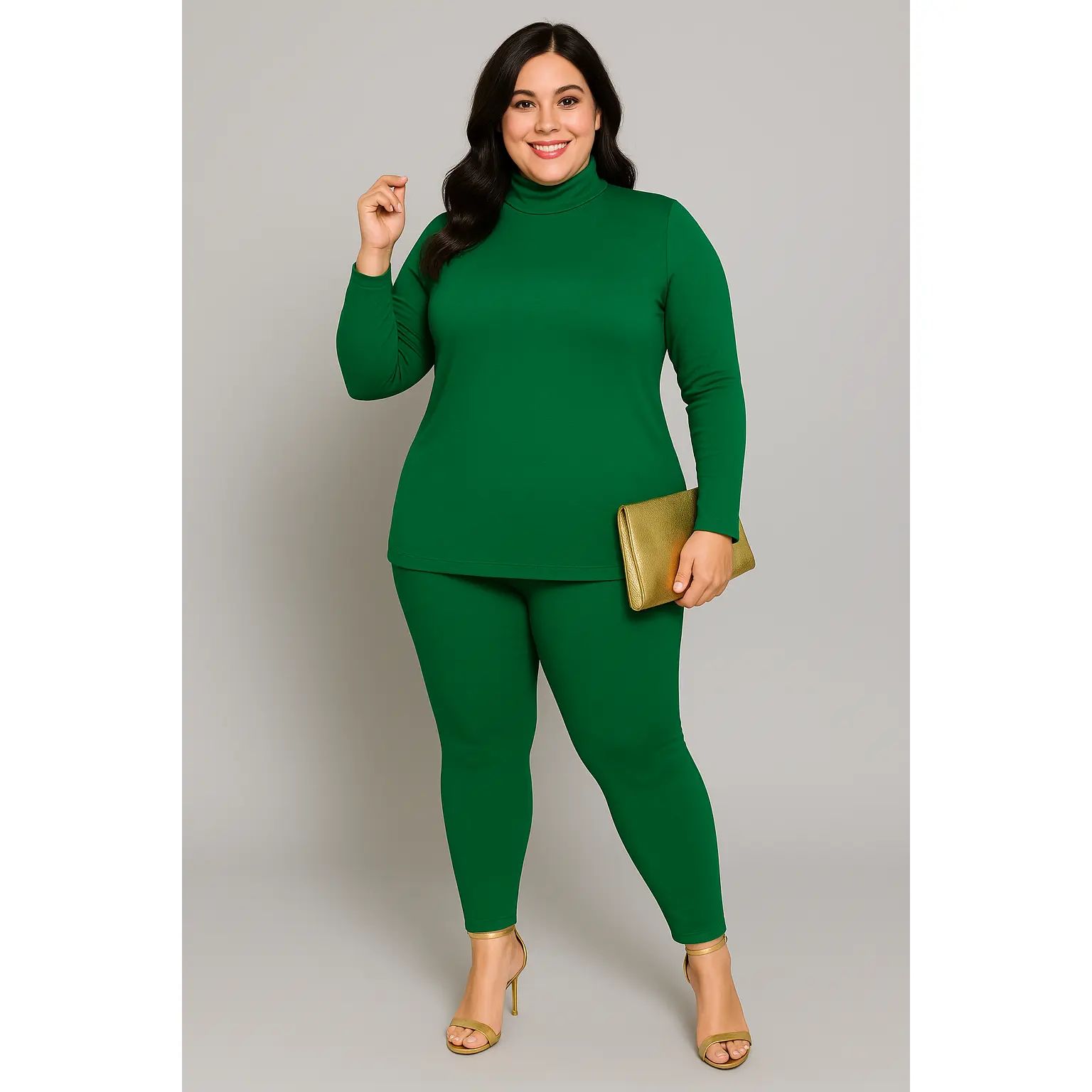 Emerald Green Buttery Soft Turtleneck & Legging Set