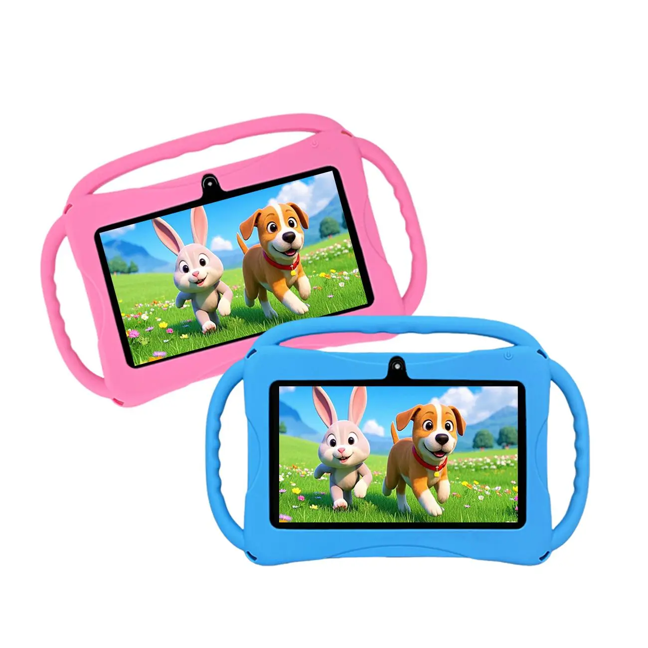7 Inch Android Tablet, Cute Cartoon Rabbit Design Tablet with Case, Educational Tablet with Parental Control, Best Birthday Gift