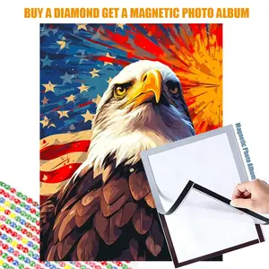 Buy one, get one free: Purchase a diamond painting and receive a magnetic photo album. 5D DIY Diamond Painting: White-headed Eagle Landscape Set—Diamond Art Home Decor