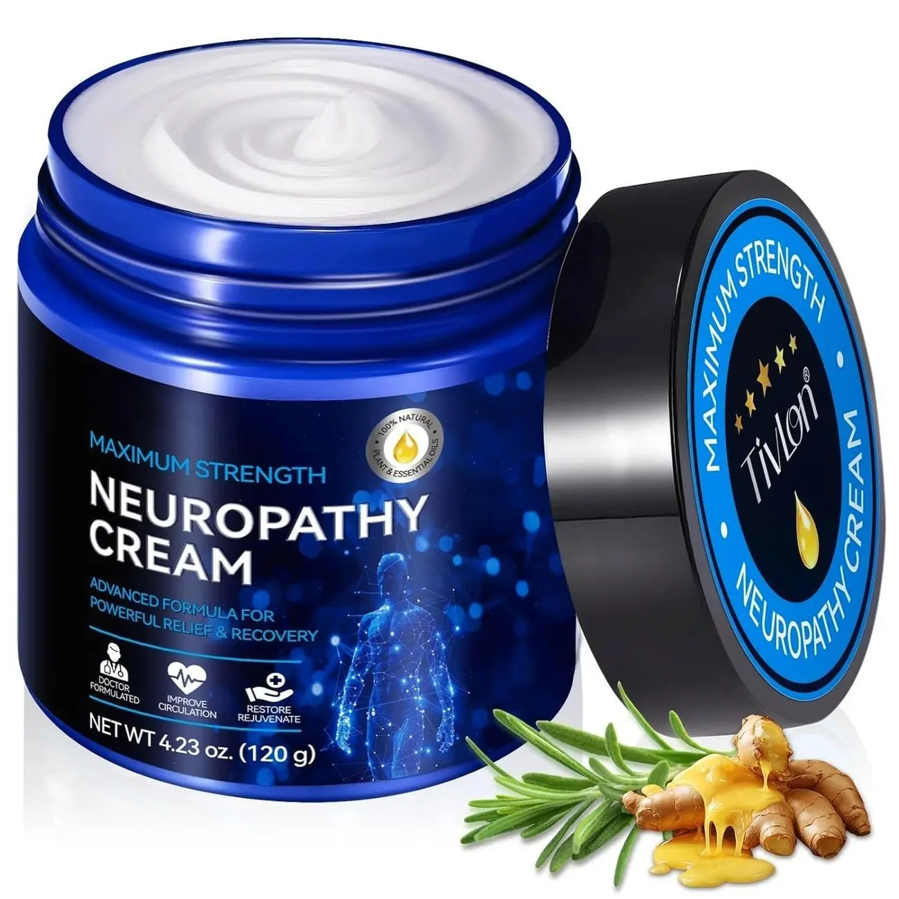 Nerve Relief Cream & Natural Ingredients – Soothing Foot & Hand Cream for Nerve Discomfort, Tingling & Burning Sensations – Fast-Absorbing Moisturizing for Men & Women – 4oz (120g)