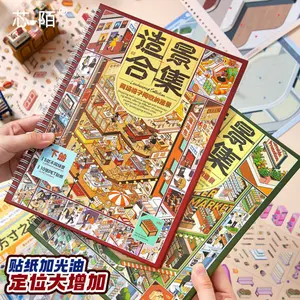 Coremo Grid Office Storage Diorama Collection 3D Handmade Stickers Scenic Mini Supermarket Cartoon House DIY Snack Journal Decoration Album