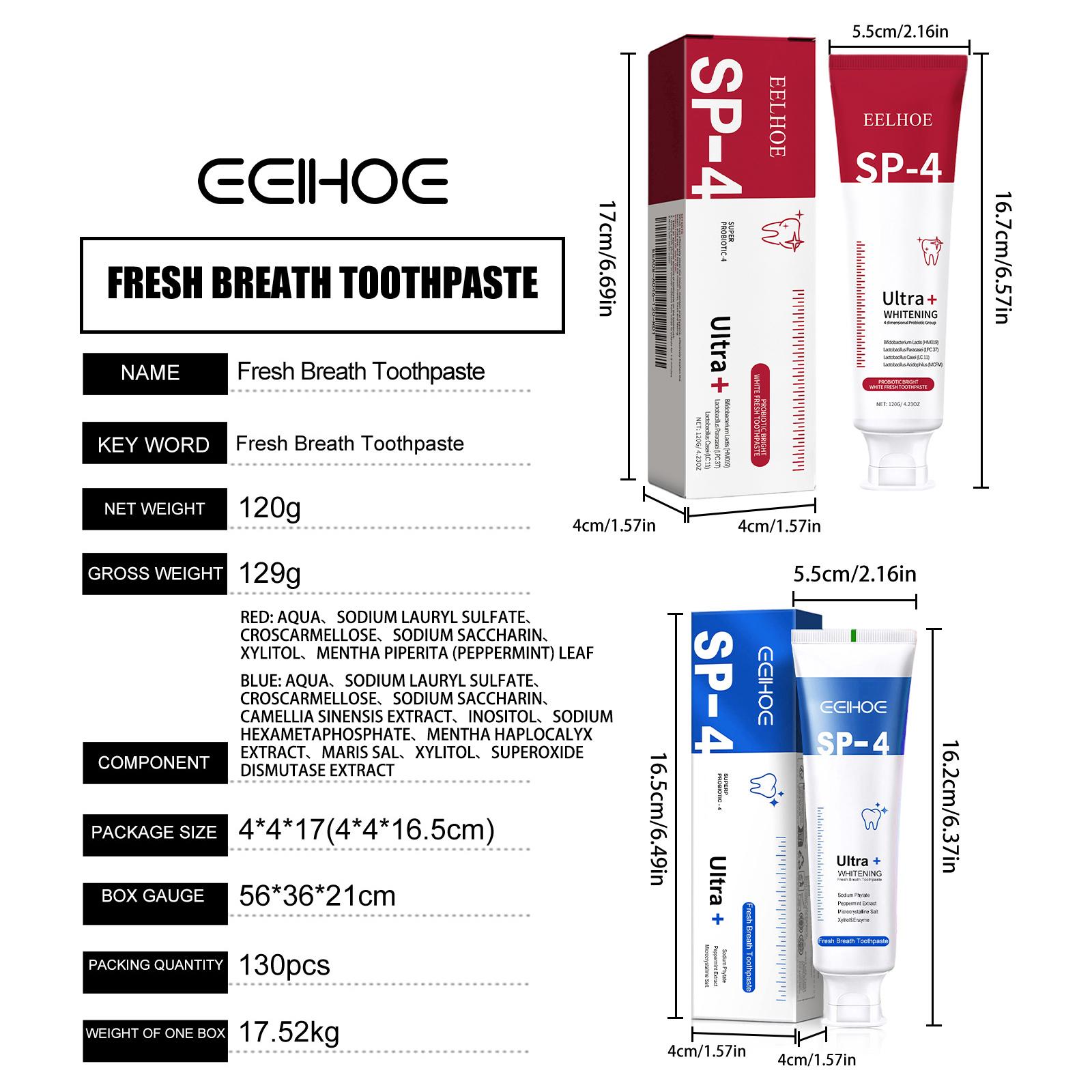 EELHOE Probiotic Whitening Toothpaste Removes Tooth Odor And Protects The Mouth. It Is A Daily Teeth Cleaning And Brightening Care Toothpaste