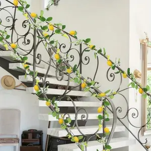 6.56ft/5.74ft Artificial Lemon Garland with Spring Greenery, Lemons & Flowers - Summer Fruit Wreath for Front Door, Wall, Table Decor at Weddings, Wedding Decoration | Decorative Wall Accent | Durable Decor Item, Lemon Kitchen Decor