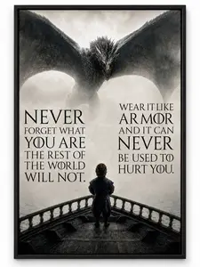 Game of Thrones Inspired "Never Forget What You Are" Canvas - Dragon & Tyrion Quote Print