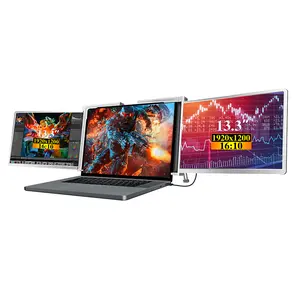 13.3" Portable Hanging Laptop Monitor Extender, 1-Cable USB-C IPS Dual Screen Extender, 1920×1200 Resolution, Triple Display, Supports Compatible with MacBook M1/M2/M3 & Windows (Driver Setup Required for First Use)