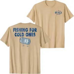 Busch Light Fishing For Cold Ones Graphic T-Shirt, Beer Can Lure Back Print Tee for Men Women, Vintage Outdoor Lake Fishing Shirt, Unisex Streetwear Summer Casual Top