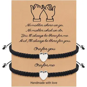 2 count Heart Beaded Matching Bracelets Adjustable Couple Friendships Bracelets Long Distance Bracelets for Girlfriend Boyfriend Valentines  Gifts