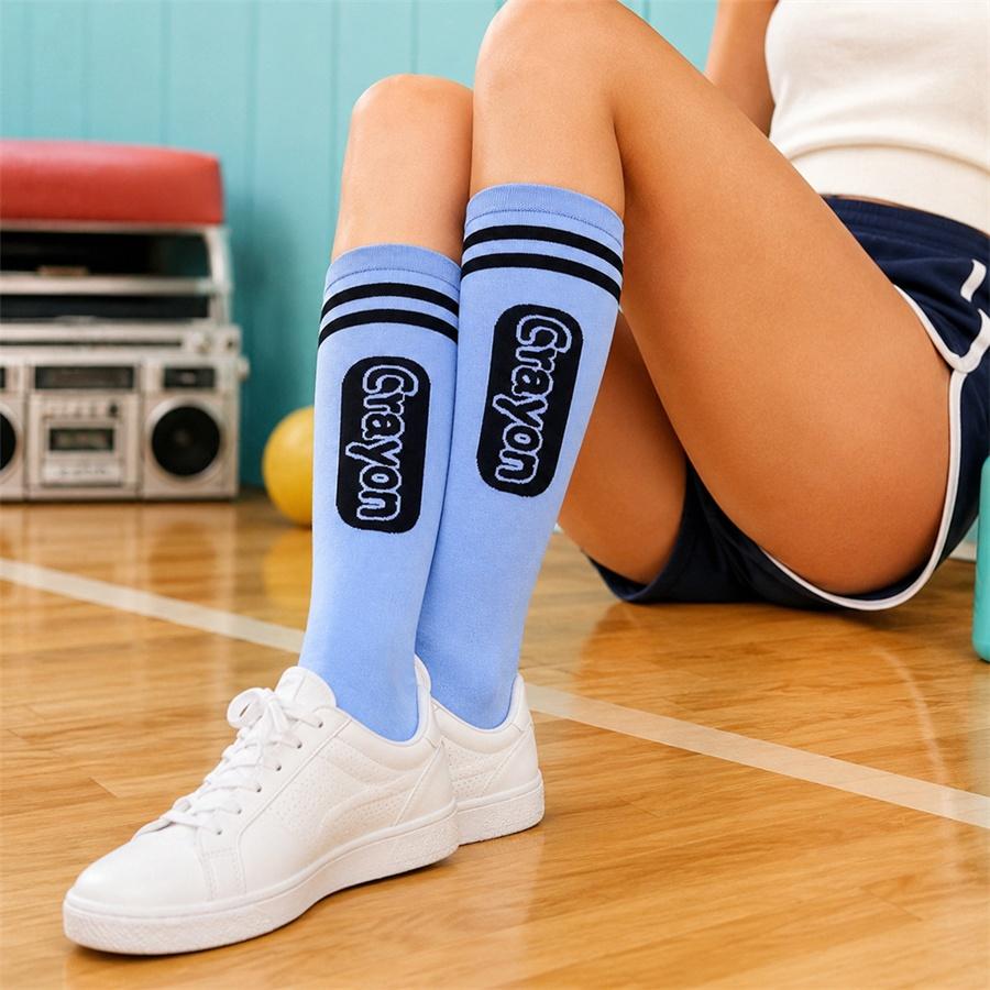 9 Pairs Colorful Knee High Socks for Teen Girls, Crayon-Inspired Striped Long Socks, Soft Stretch Knit Tube Socks, Cute Y2K Fashion Socks for School, Daily Wear, Party & Outfit Styling, Kneesocks, Casual Comfy Socks