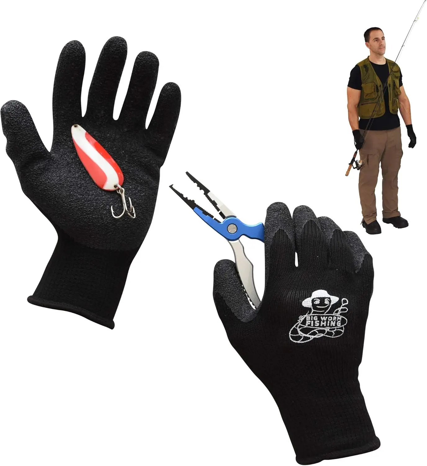 Work Safety Fish Handling & Cleaning Gloves, Textured Grip Palm, Soft Lining, Fillet Gloves - 1 Size Fits Most (L to XL)