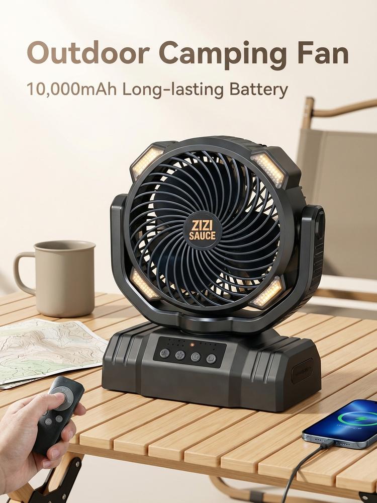 Zizi Sauce Portable LED Camping Fan 10000mAh Rechargeable 8.7-Inch Ultra Quiet Foldable Stand Compact Lightweight 3 Speed Settings for Outdoor Activities Operated Fan for CampingPortable Rechargeable Multifunction Fan battery fan rechargeable fan Zizi Sauce Portable LED Camping Fan 10000mAh Rechargeable 8.7-Inch Ultra Quiet Foldable Stand Compact Lightweight 3 Speed Settings for Outdoor Activities Operated Fan for CampingPortable Rechargeable Multifunction Fan battery fan rechargeable fan