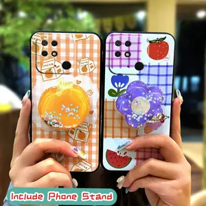 Cartoon cute Phone Case For Xiaomi Redmi 10C/Redmi10 India/10 Power Fashion Design Anti-knock Simplicity Kickstand Rotatable stand Glitter Waterproof Durable Skin feel silicone