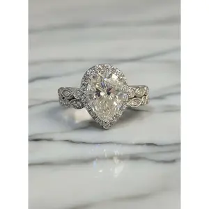 Double Stack Moissanite Pear Shape Ring S925 Sterling Silver Item# RGO19557 $199.00