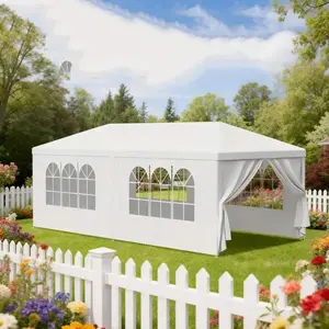 2025   10x20' Outdoor Garden Gazebo Wedding Party Tent Canopy Marquee With 6 Removable  Sidewalls- PE Wedding & Party Gazebo, Ideal For Backyard, Events, Camping, Picnic, Garden Pavilion