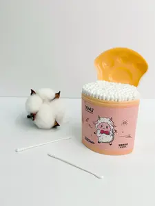 200 Count Cotton Swabs, Paper Sticks Cotton Buds for Ear Nose Clean（orange）Comfort Biodegradable Cotton