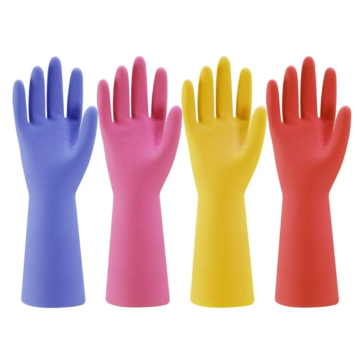 4 Pairs Reusable Rubber Cleaning Gloves – Non-Slip Kitchen Dishwashing Gloves for Household Tasks
