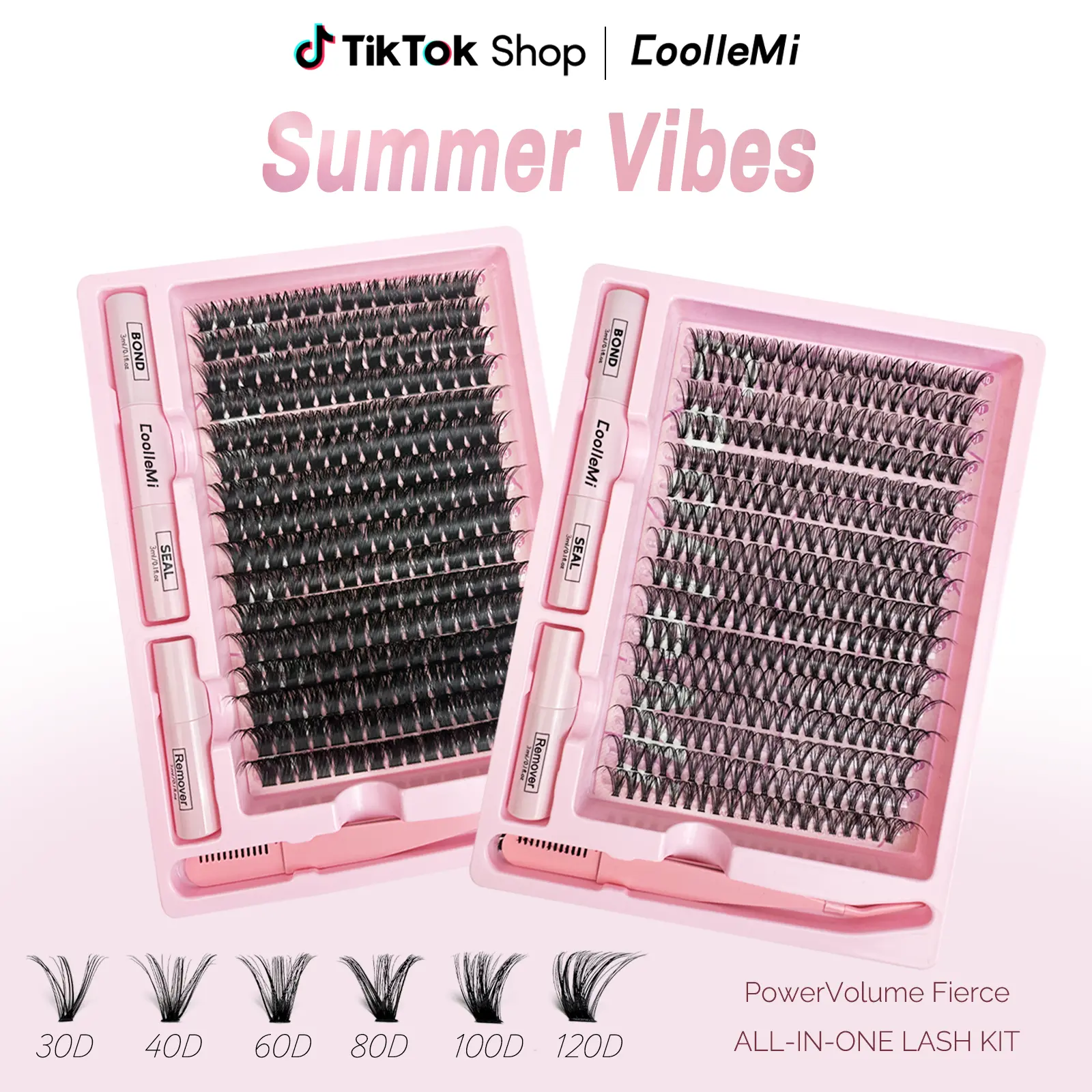 Eyelash Extension Kit with 256 Pcs Waterproof Lash Clusters, D Curl Fluffy Lashes for a Natural Volume Look, Mixed 30D-120D Manga, Anime & Cat Eye Styles with Bond, Seal, Remover & Tools, Eyelashes Extensions, Cosmetic, Nature, Anime Lashes