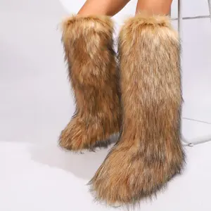 (New)New Winter Fluffy High Boots C Faux Fur Snow Boots for Women
