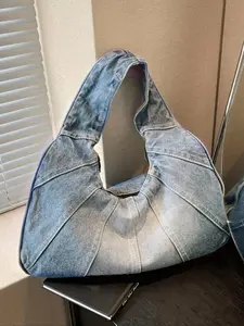 Women's Fashionable Denim Design Shoulder Bag, Casual Large Capacity Lightweight Portable One-shoulder Bag for Daily Used, Trendy All-match Bag for Daily Life
